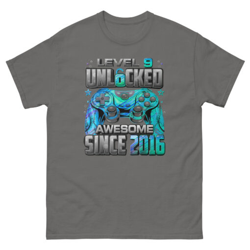 Level 9 Unlocked, Awesome Since 2016, 9th Birthday Gaming T-Shirt, Gamer Birthday Tee, Fun 9th Birthday Shirt for Kids and Gamers - Image 13