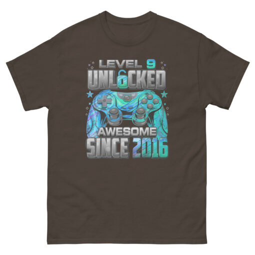 Level 9 Unlocked, Awesome Since 2016, 9th Birthday Gaming T-Shirt, Gamer Birthday Tee, Fun 9th Birthday Shirt for Kids and Gamers - Image 9