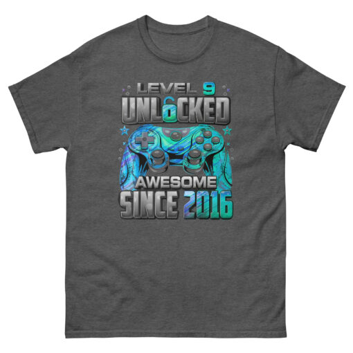 Level 9 Unlocked, Awesome Since 2016, 9th Birthday Gaming T-Shirt, Gamer Birthday Tee, Fun 9th Birthday Shirt for Kids and Gamers - Image 11