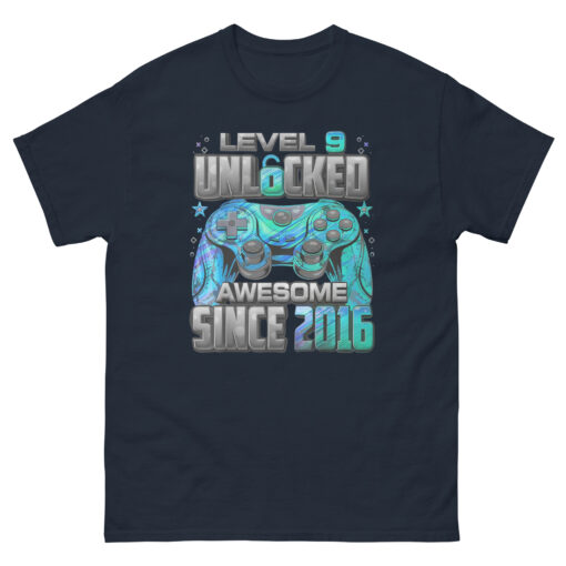 Level 9 Unlocked, Awesome Since 2016, 9th Birthday Gaming T-Shirt, Gamer Birthday Tee, Fun 9th Birthday Shirt for Kids and Gamers - Image 5